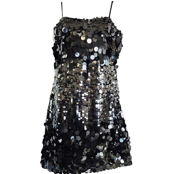 Crystal Sky Dress Womens Small Sequin Mini Silver Glam Fairy Party Event New - Picture 1 of 10
